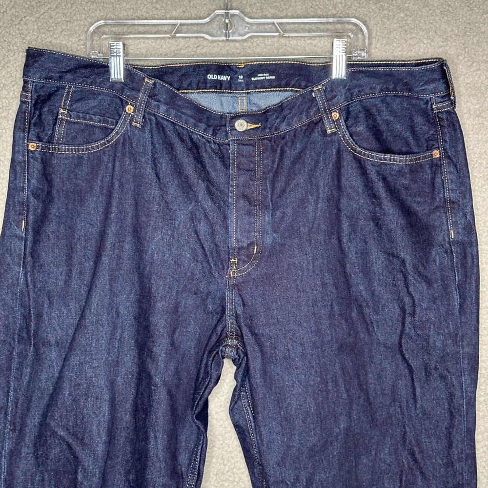 Old Navy Womens High Rise‎ Slouchy Taper Jeans Sz 18 Tall Dark Wash Cotton Denim - Picture 4 of 11